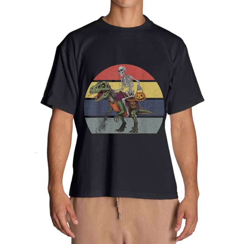 Skeleton Riding Mummy Dinosaur Halloween Urban Heavy T-shirt | Artistshot