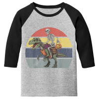 Skeleton Riding Mummy Dinosaur Halloween Youth 3/4 Sleeve | Artistshot