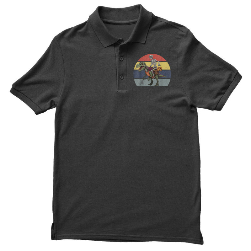 Skeleton Riding Mummy Dinosaur Halloween Men's Polo Shirt | Artistshot