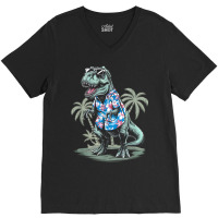 T-rex On Vacation Funny Dino Lover Island V-neck Tee | Artistshot