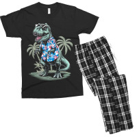 T-rex On Vacation Funny Dino Lover Island Men's T-shirt Pajama Set | Artistshot