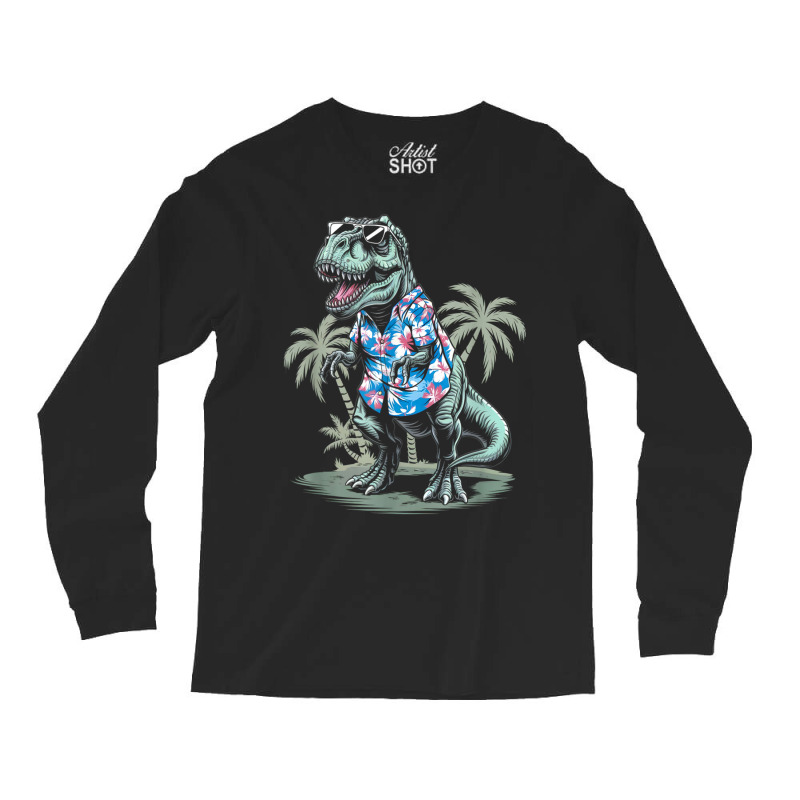 T-rex On Vacation Funny Dino Lover Island Long Sleeve Shirts | Artistshot