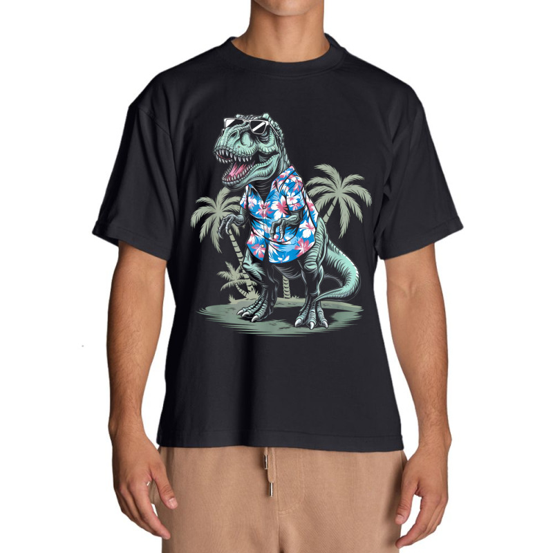 T-rex On Vacation Funny Dino Lover Island Urban Heavy T-shirt | Artistshot