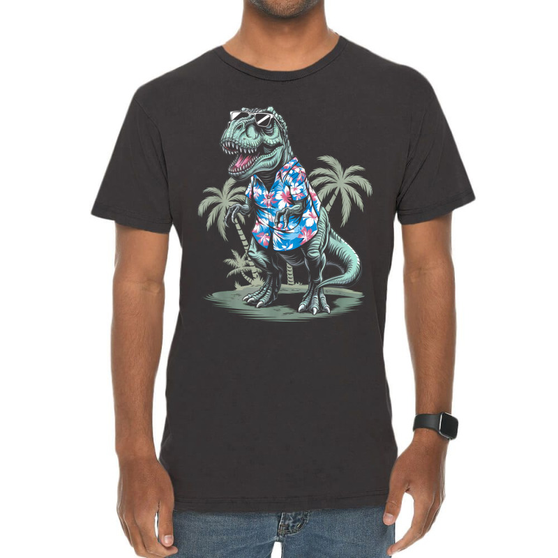 T-rex On Vacation Funny Dino Lover Island Vintage T-shirt | Artistshot