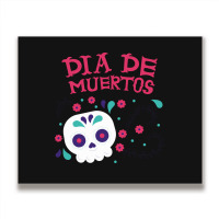 Dia De Muertos, Skull, Skulls, Skeleton, Flowers Metal Print Horizontal | Artistshot