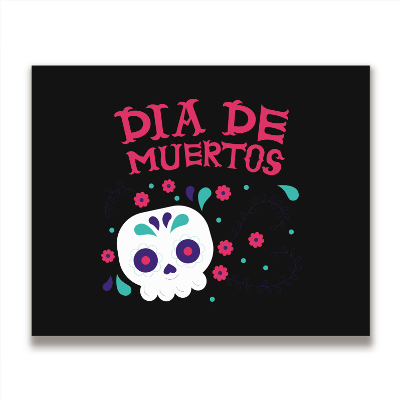 Dia De Muertos, Skull, Skulls, Skeleton, Flowers Metal Print Horizontal | Artistshot