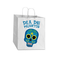 Dia De Muertos, Skull, Skuls, Skeleton, Flowers Take Out Paper Bag - 14 X 10 X 15 1/2 | Artistshot