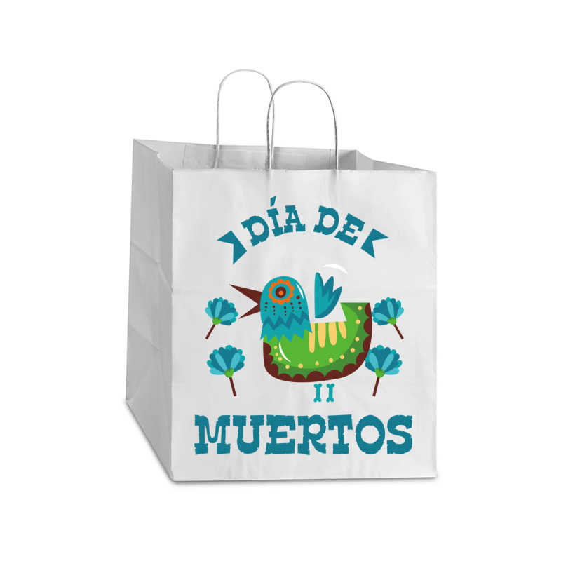 Dia De Muertos, Bird, Birds, Flowers Take Out Paper Bag - 14 X 10 X 15 1/2 | Artistshot