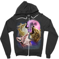 3 Jackals Howling At The Moon Zipper Hoodie | Artistshot