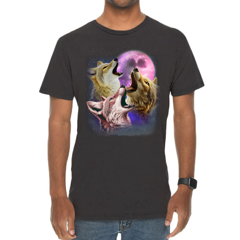 3 Jackals Howling At The Moon Vintage T-shirt | Artistshot