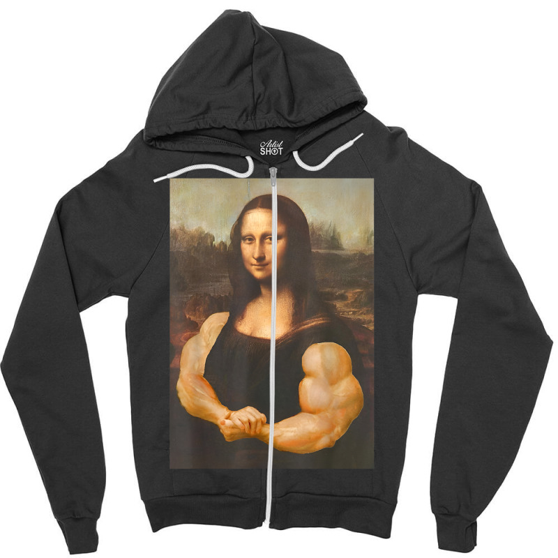 Funny Mona Lisa Bodybuilding Zipper Hoodie | Artistshot