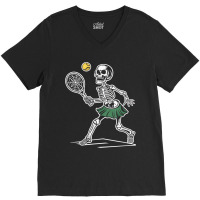 Spooky Tennis Halloween Skeleton V-neck Tee | Artistshot