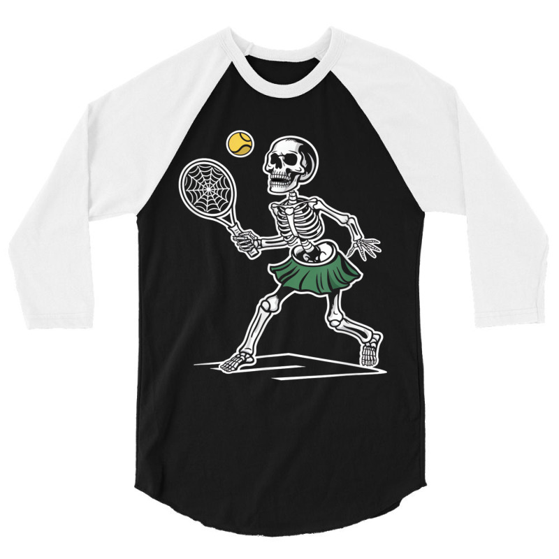 Spooky Tennis Halloween Skeleton 3/4 Sleeve Shirt | Artistshot