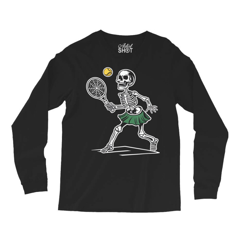 Spooky Tennis Halloween Skeleton Long Sleeve Shirts | Artistshot