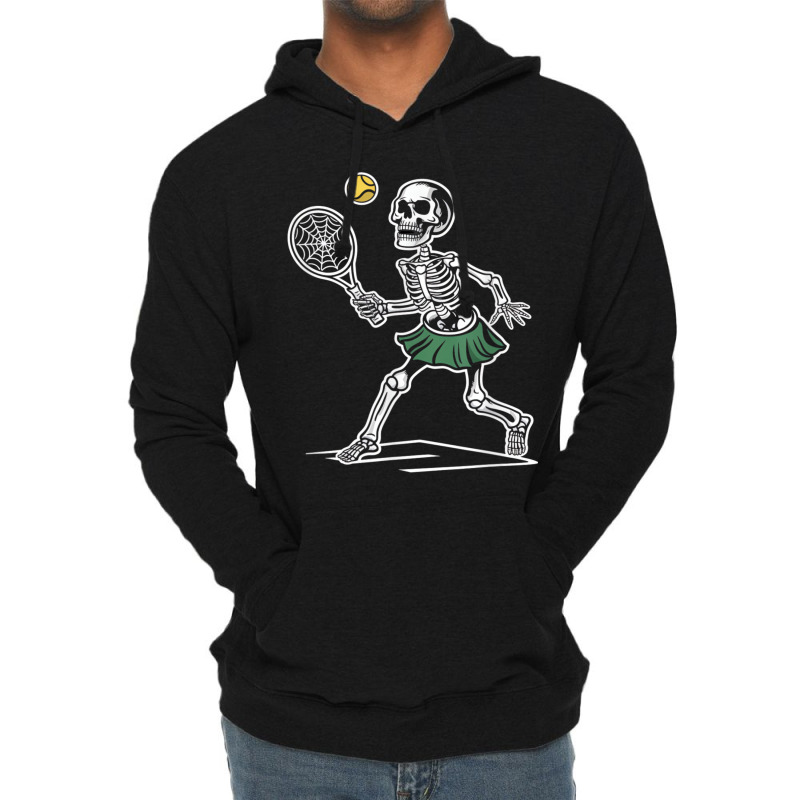 Spooky Tennis Halloween Skeleton Lightweight Hoodie | Artistshot