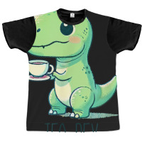 Tyrannosaurs Rex Cute Funny Sip Tea Graphic T-shirt | Artistshot