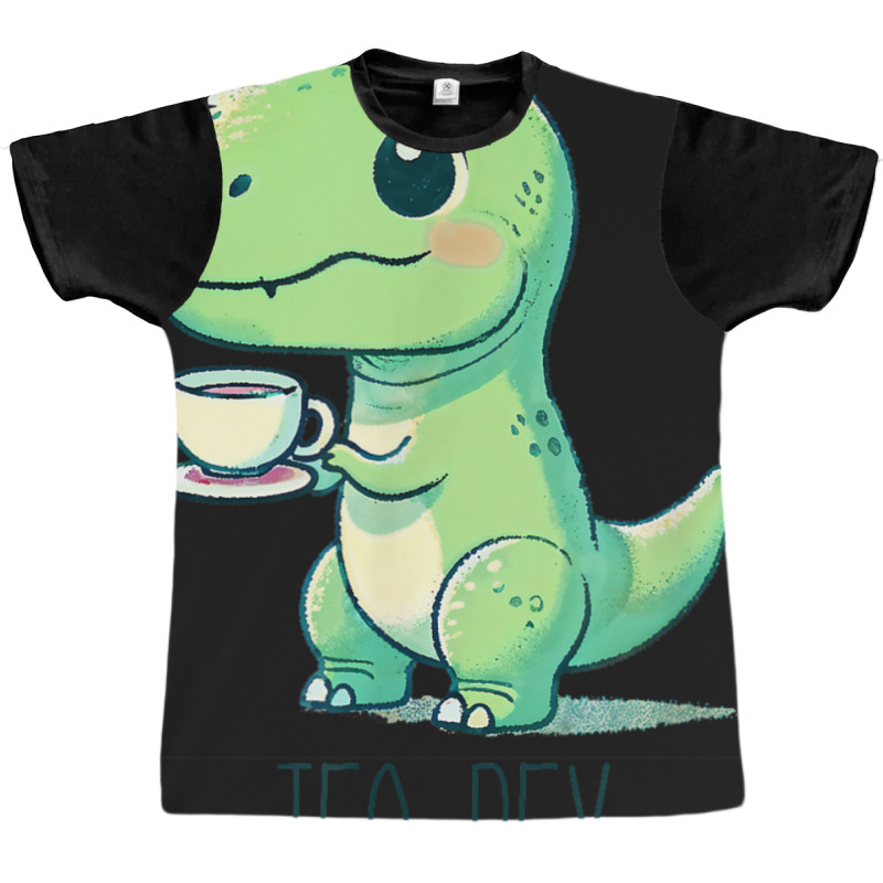 Tyrannosaurs Rex Cute Funny Sip Tea Graphic T-shirt | Artistshot