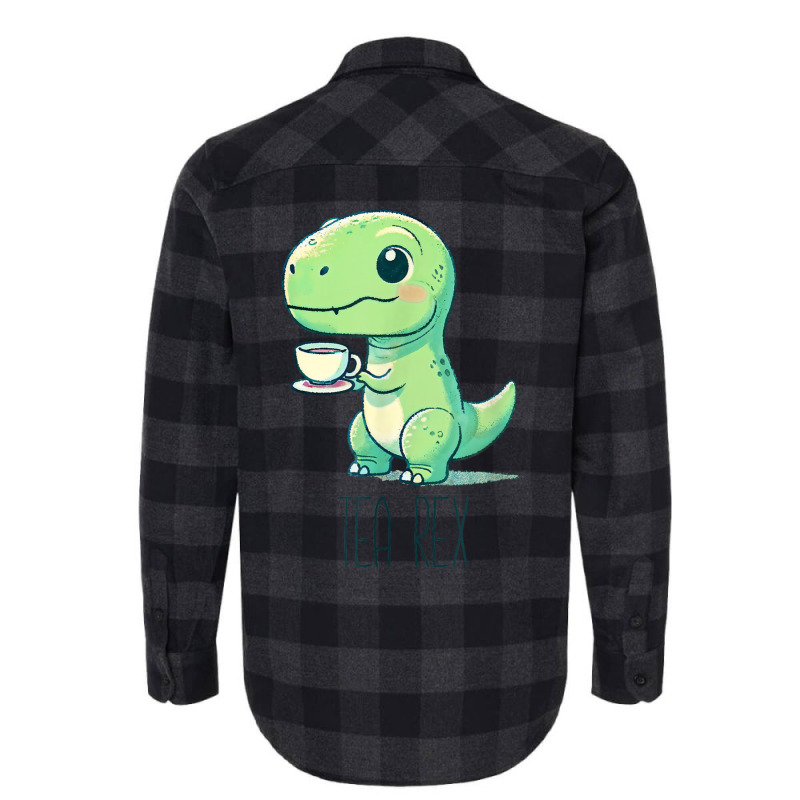 Tyrannosaurs Rex Cute Funny Sip Tea Flannel Shirt | Artistshot