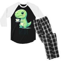 Tyrannosaurs Rex Cute Funny Sip Tea Men's 3/4 Sleeve Pajama Set | Artistshot