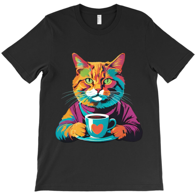 Coffee Addict Funny Cat Milk T-shirt | Artistshot