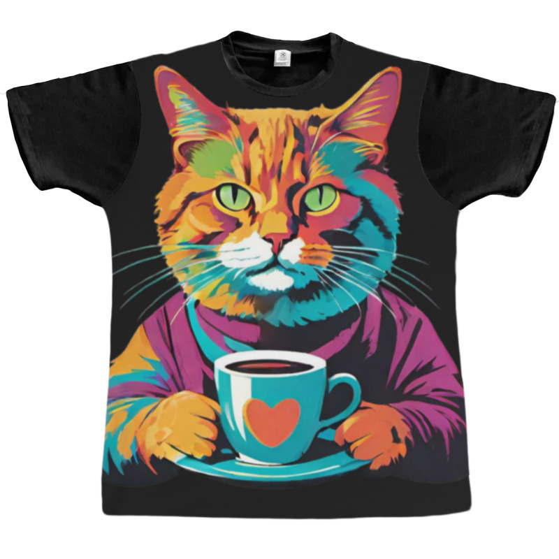 Coffee Addict Funny Cat Milk Graphic T-shirt | Artistshot