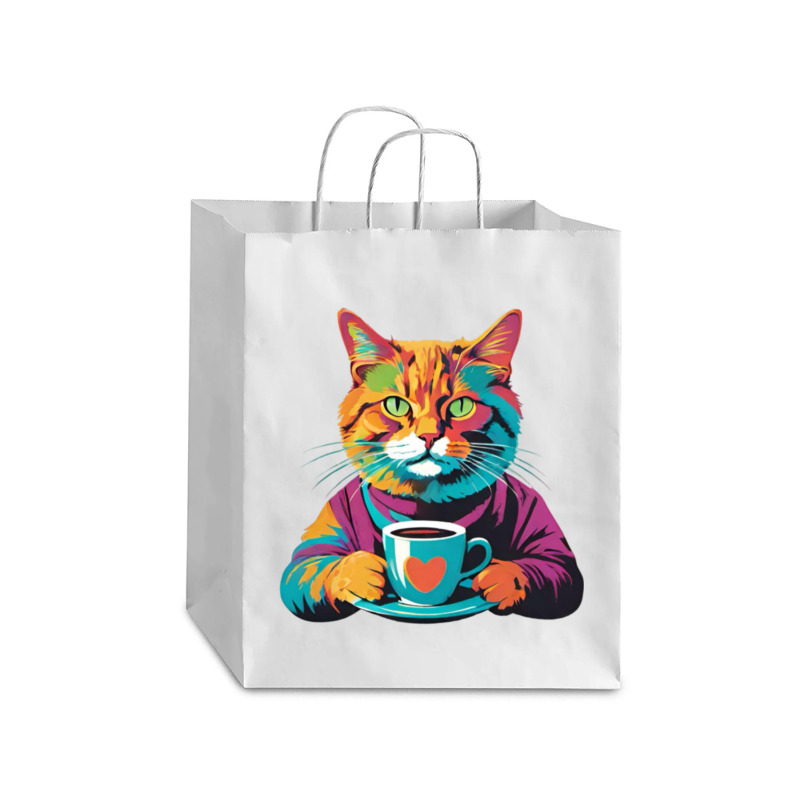 Coffee Addict Funny Cat Milk Debie Paper Bag - 10 X 5 X 13 | Artistshot