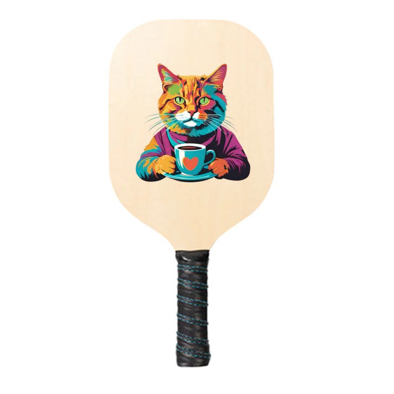 Coffee Addict Funny Cat Milk Pickleball Paddle | Artistshot