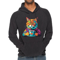 Coffee Addict Funny Cat Milk Vintage Hoodie | Artistshot