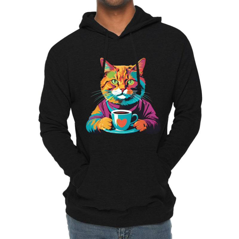 Coffee Addict Funny Cat Milk Lightweight Hoodie | Artistshot