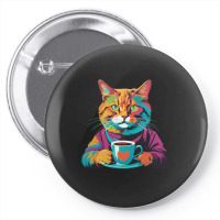 Coffee Addict Funny Cat Milk Pin-back Button | Artistshot