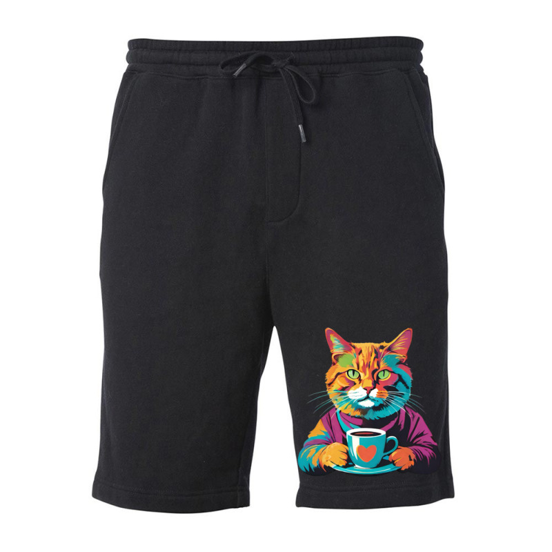 Coffee Addict Funny Cat Milk Fleece Short | Artistshot