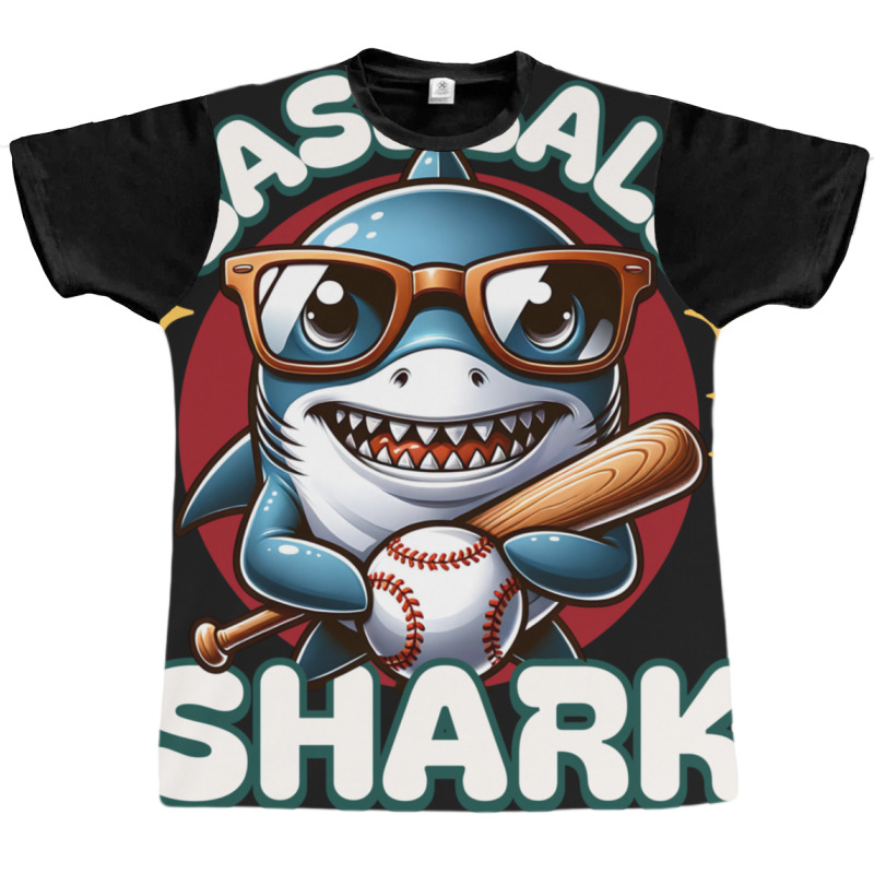 Funny Baseball Shark Graphic T-shirt | Artistshot