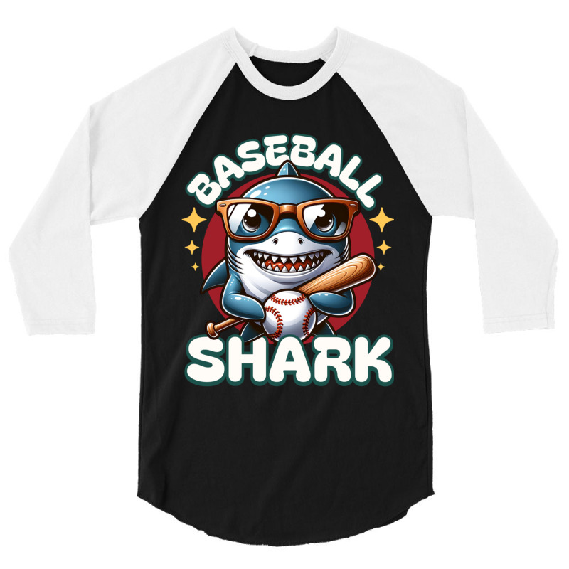 Funny Baseball Shark 3/4 Sleeve Shirt | Artistshot