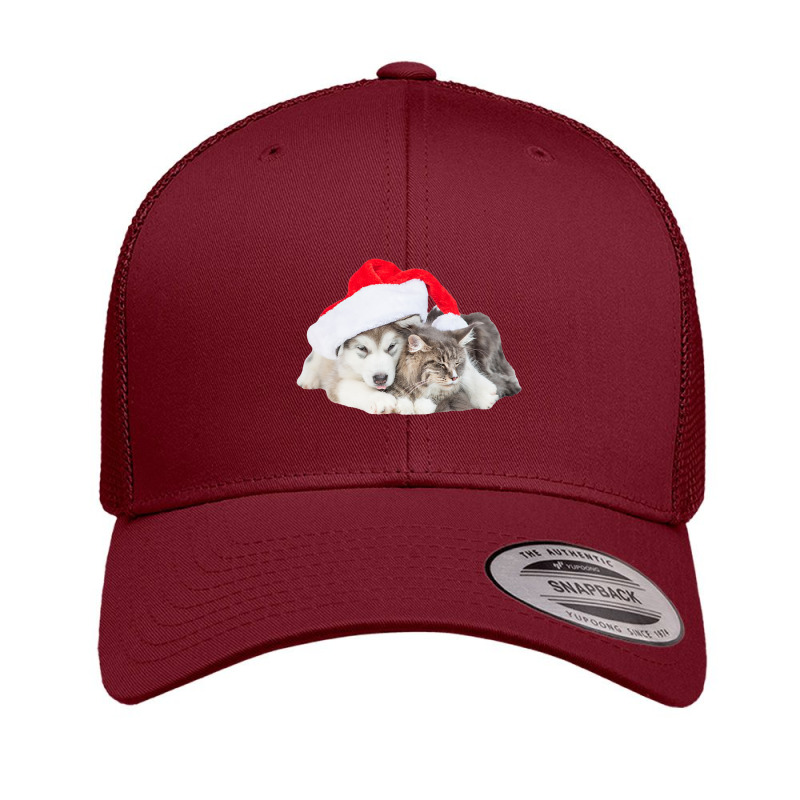 Cute Siberian Husky Puppy Santa Hat Image Christmas Cat Dog Premium T Retro Trucker Cap by cm-arts | Artistshot