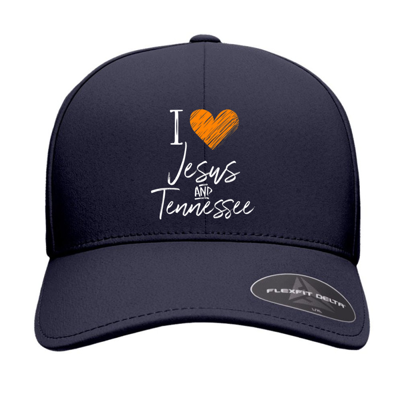 I Love Jesus And Tennessee Orange Heart Cute Fan Seamless Cap by cm-arts | Artistshot