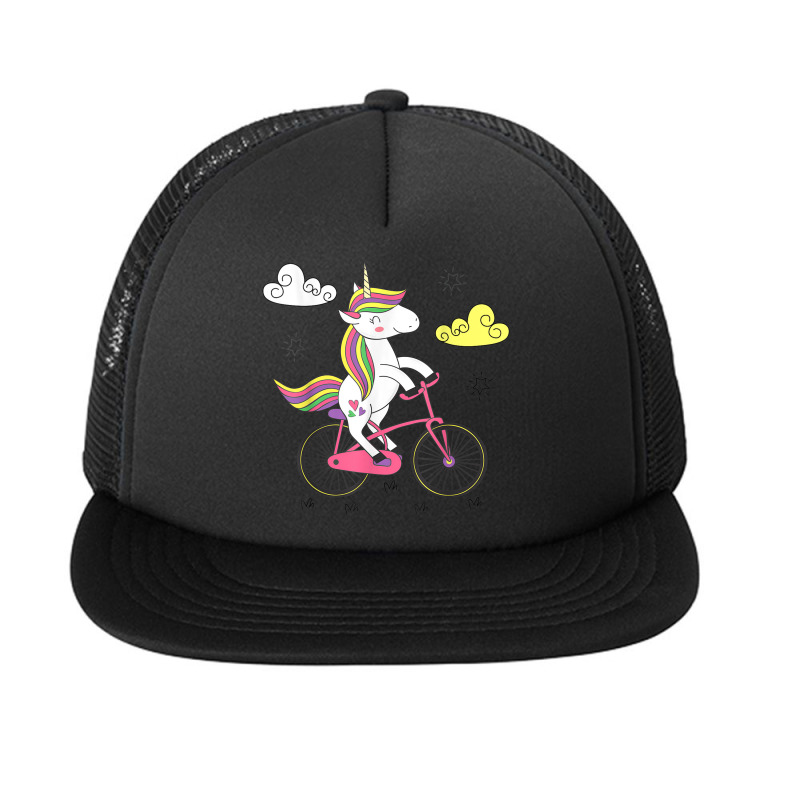 Funny Unicorn On Bike Work Out Biker Foam Snapback hat by Posh | Artistshot