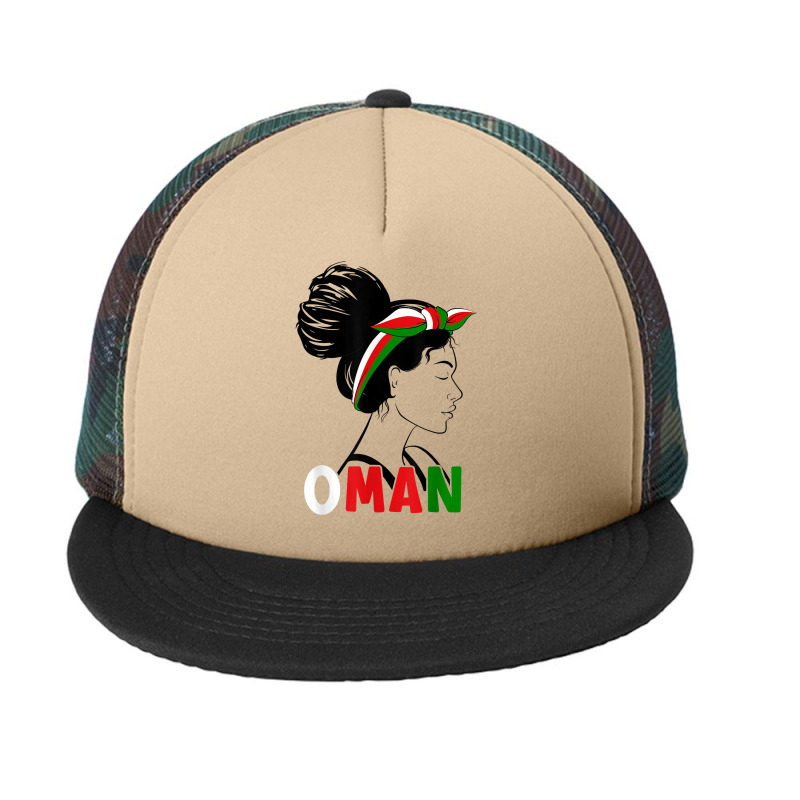 Messy Bun Oman Flag Omani For Girls Womens T Shirt Foam Snapback hat by cm-arts | Artistshot