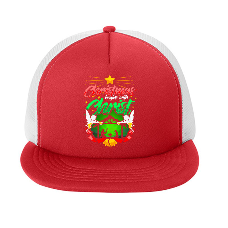 Christmas Begins With Christ Nativity Jesus Manger Foam Snapback hat by thangdinhsinhelf | Artistshot