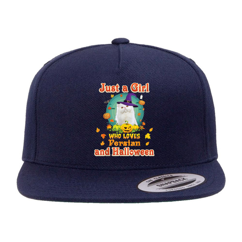 Just A Girl Who Loves Persian Cat And Halloween Witch 5 Panel Snapback Cap | Artistshot