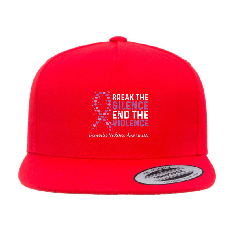 Break The Silence End The Violence Domestic Violence Ribbon Long Sleev 5 panel snapback cap by cm-arts | Artistshot