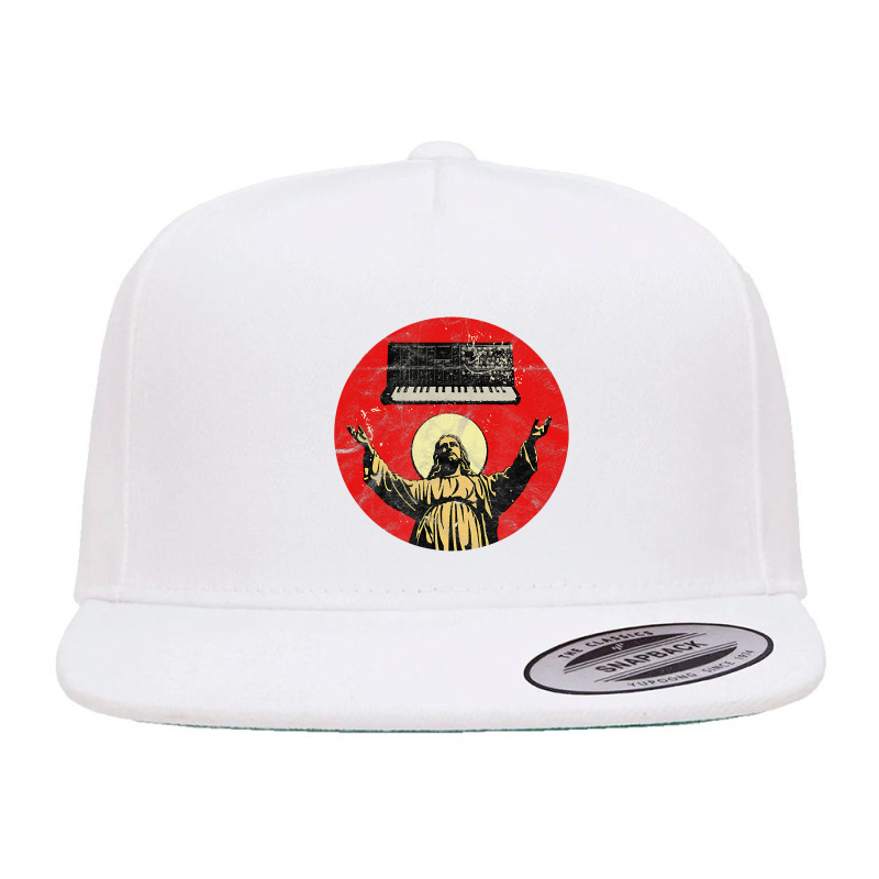 Synthesizer Jesus Analog, Synthesizer Jesus Analog Art, Synthesizer Je 5 Panel Snapback Cap | Artistshot