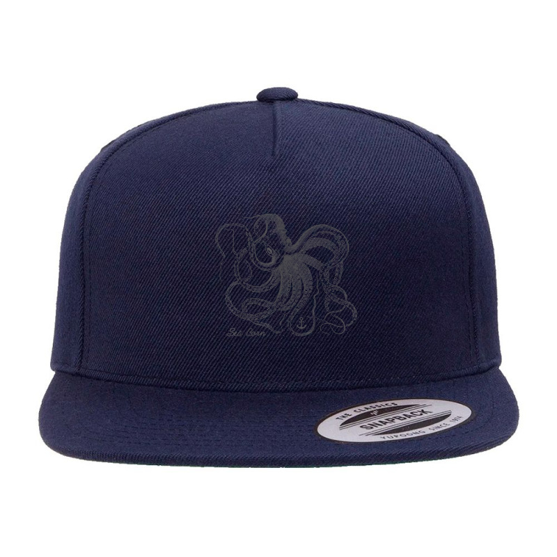 Vintage Black Octopus Marine Biologist Ocean Sea Life 5 T Shirt 5 Panel Snapback Cap | Artistshot