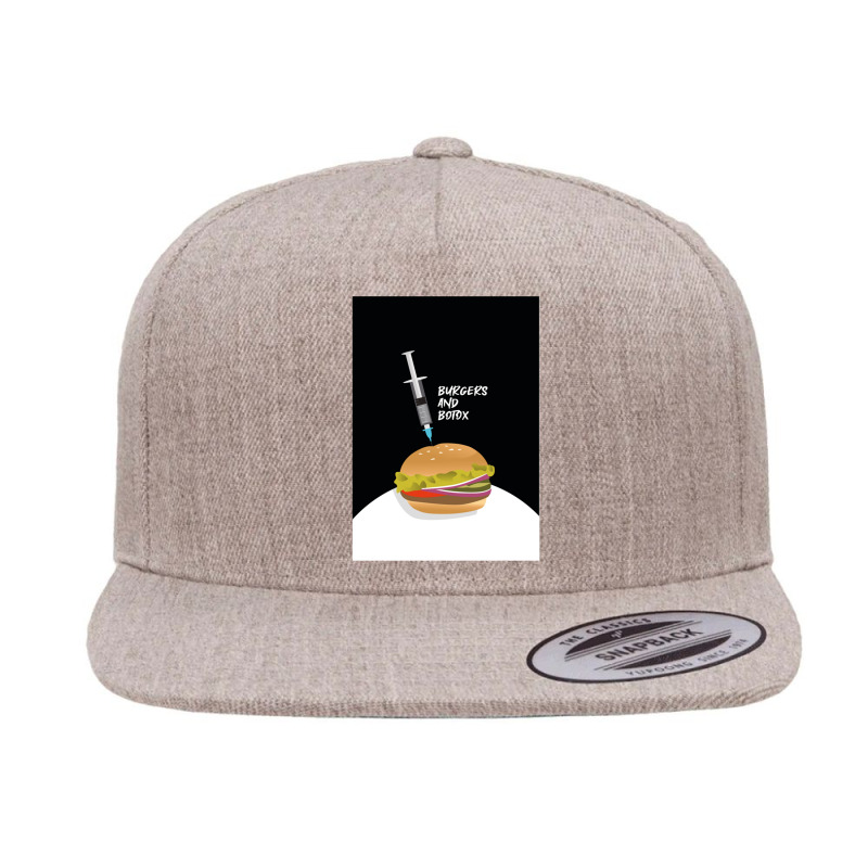 Burgers And Botox Long 5 Panel Snapback Cap | Artistshot