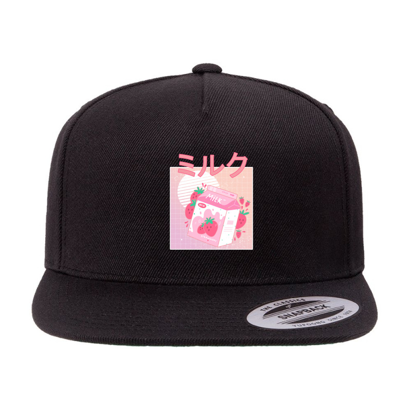 Japanese Aesthetics Kawaii Strawberry Milk Shake 5 panel snapback cap by Aaronnderouin | Artistshot