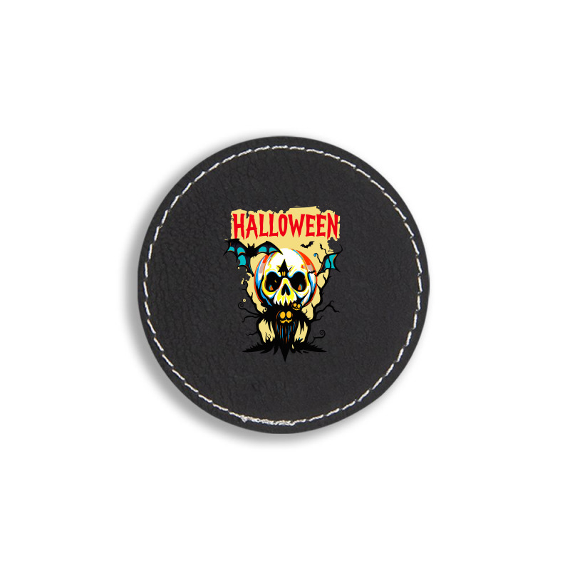 Halloween  Night Round Leatherette Patch | Artistshot