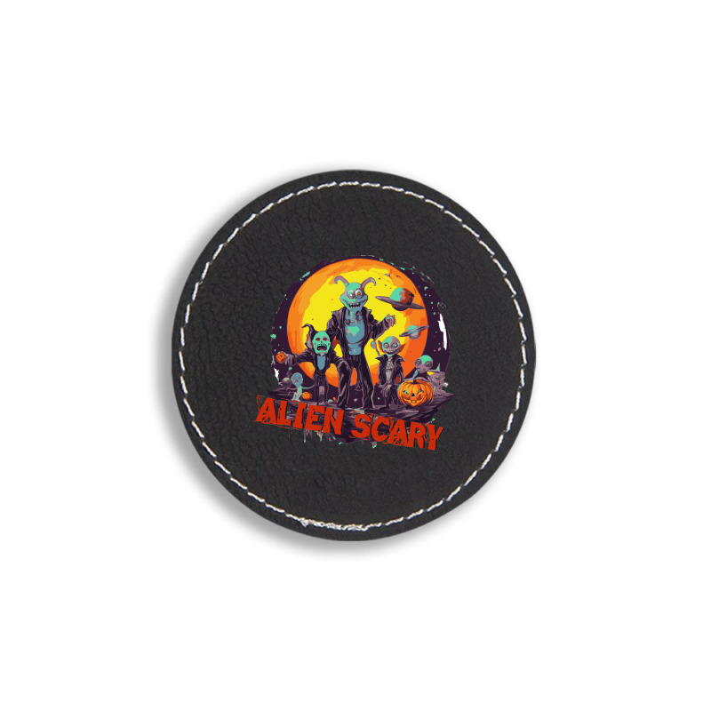 Alien Scary Round Leatherette Patch | Artistshot