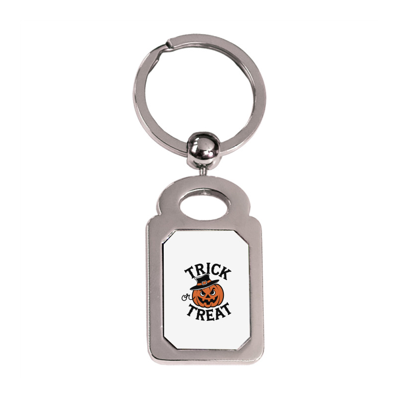 Quotes Trick Or Treat Halloween 2 Silver Rectangle Keychain | Artistshot