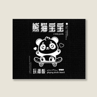 Baby Panda Playing Skateboard Landscape Canvas Print | Artistshot