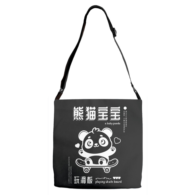 Baby Panda Playing Skateboard Adjustable Strap Totes | Artistshot