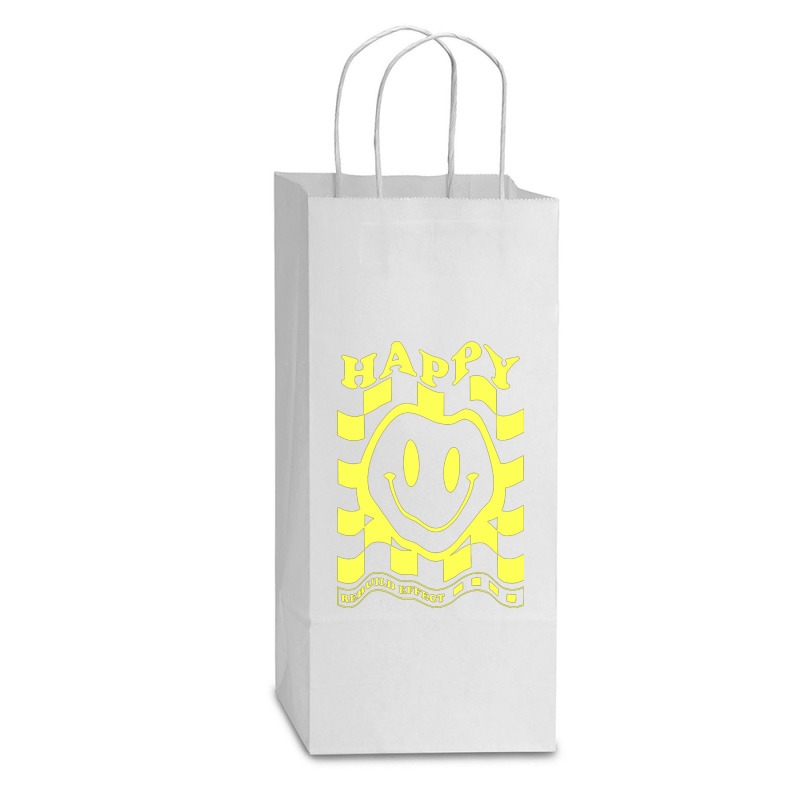 Happy Smile Rebuild Effect Double Wine Paper Bag - 6 1/2 X 3 1/2 X 12 3/8 | Artistshot